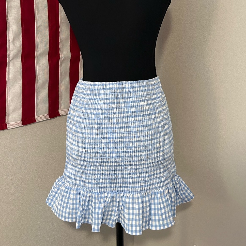 Blue Gingham Ruffle Skirt - Picture 2 of 3
